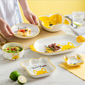 Handgeschilderde kinderen servies rijstkom salade kom